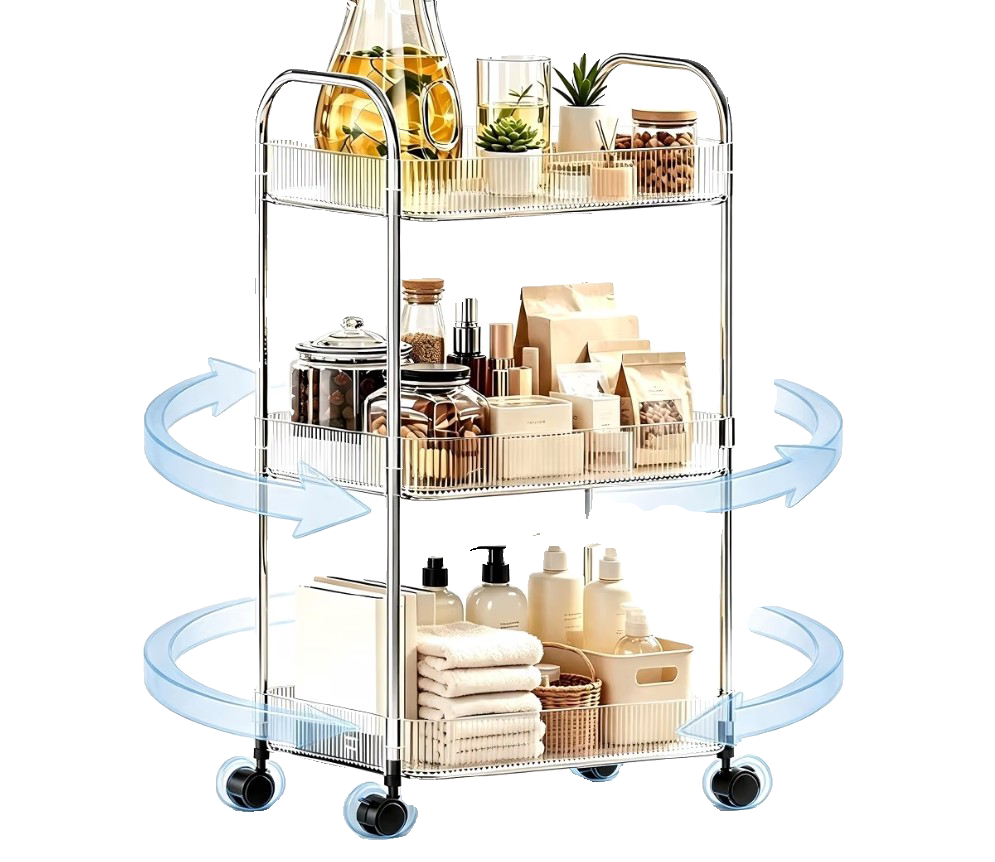 Acrylic storage cart with wheels